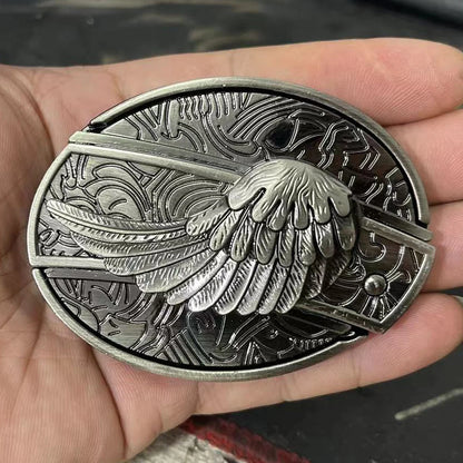 (New Arrival) Fashion Punk Genuine Leather Belt With Knife - Angel Wings