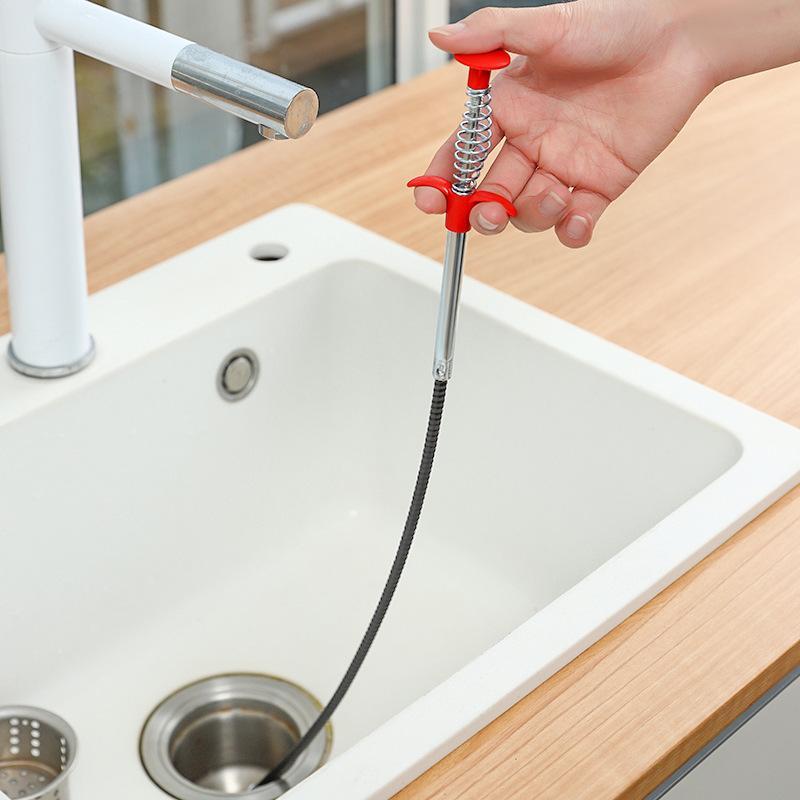 Stainless Steel Sewer Unclogging Tool, 1 Count Portable Reusable Drainage Clogging Remover, Drain Opener, Home Essentials, Cleaning Supplies, Summer Essentials Bathroom Supplies.-KPL