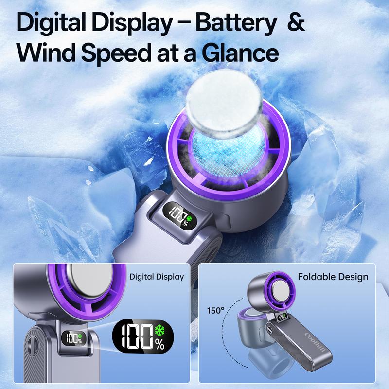 🔥CoolHill ice fan Portable Handheld High Speed Fan 199 Adjustable Levels Foldable for Summer Travel Vacation Essentials& Outdoor Activities cool fan-LGZ