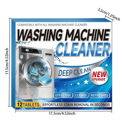 Washing Machine Cleaner & Descaler Tablets, 12 Pack. Suitable for front load and top load washing machines. One purchase provides a 12-month supply.-KPL