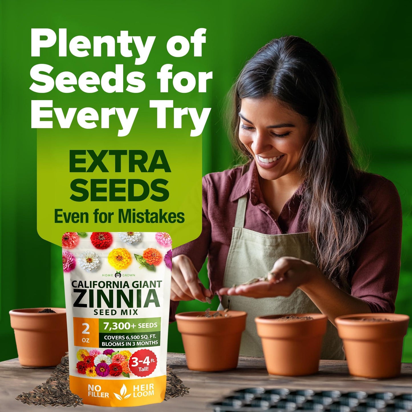 🔥Zinnia Seeds - Pure Seeds - No Filler - Heirloom Flower Seeds-JY