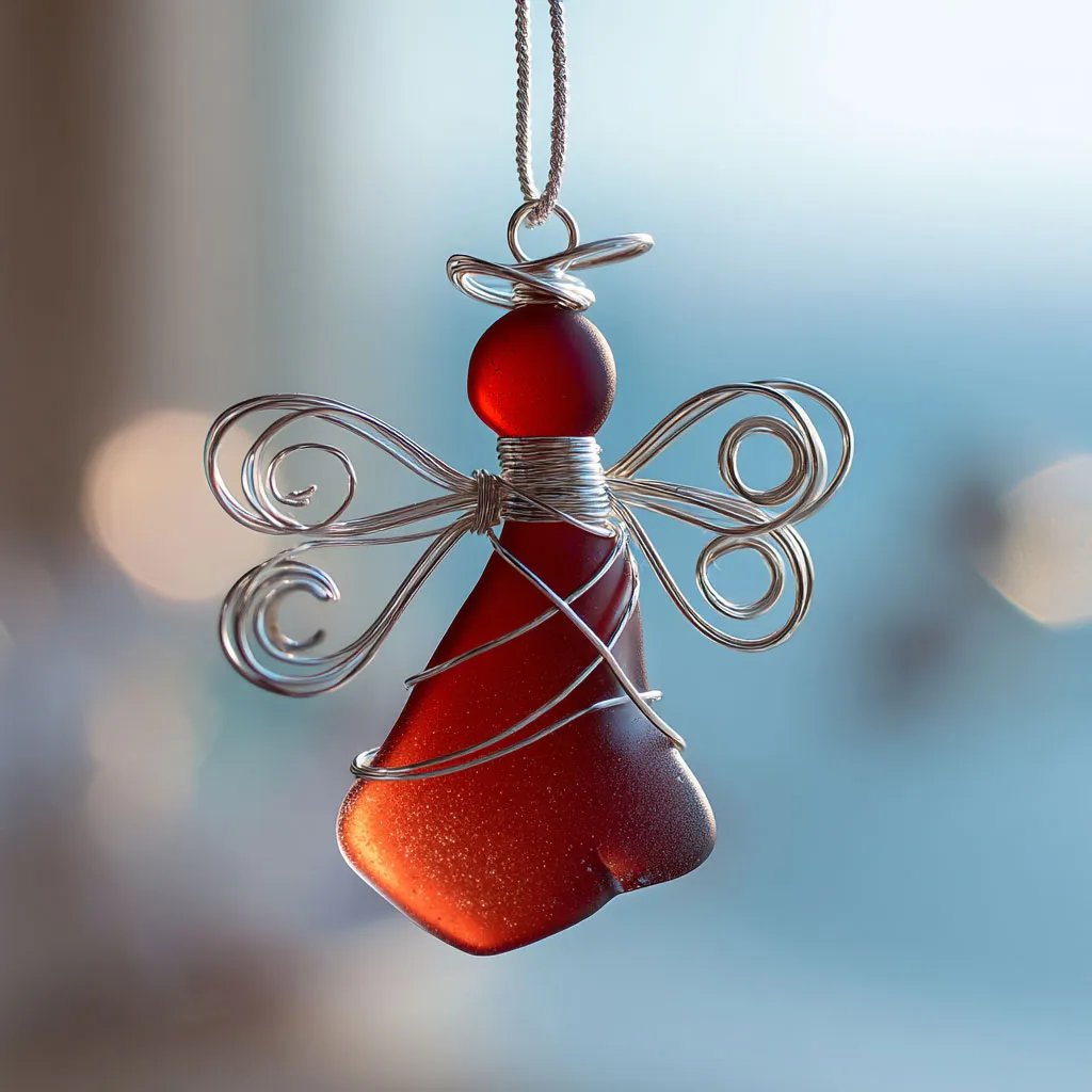 🌊Handmade Sea Glass Angel Ornament👼💫