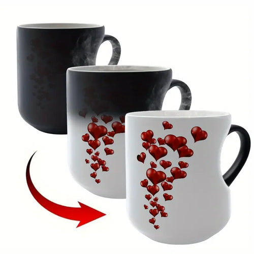 Magic Color Changing Heart Shape Mug, Heat Sensitive Coffee Mug, Perfect Mother’s Day Gift, Valentine’s Day Gift & Birthday Gifts for Her & Him.-KPL
