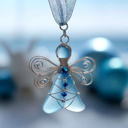 🌊Handmade Sea Glass Angel Ornament👼💫