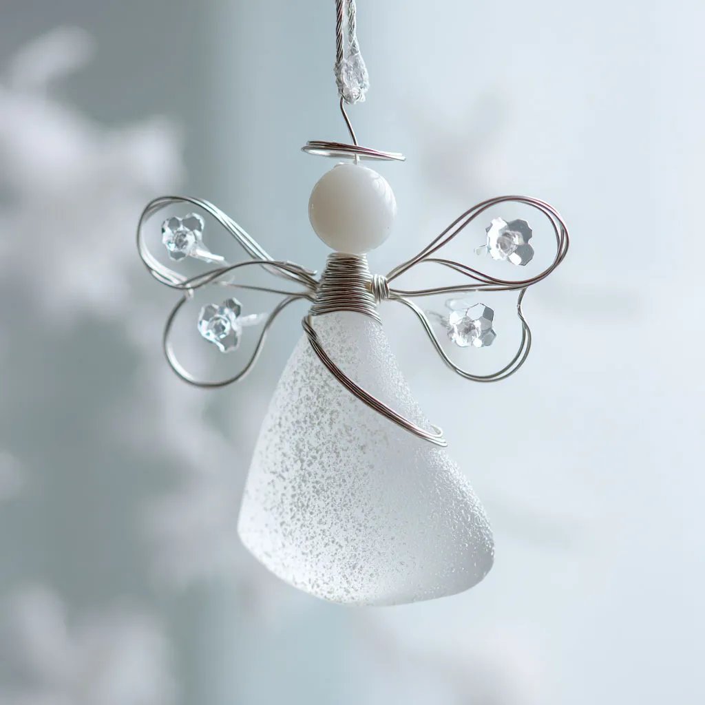 🌊Handmade Sea Glass Angel Ornament👼💫