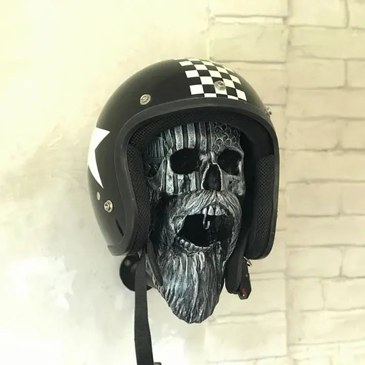 Motorcycle Skull Helmet Holder with Beard