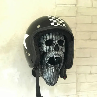 Motorcycle Skull Helmet Holder with Beard
