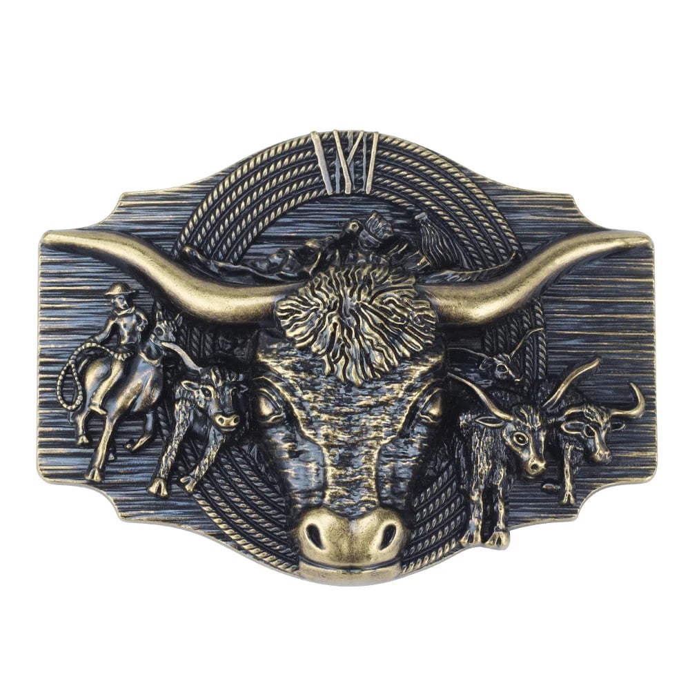 Western Style Fashion Creative Belt Buckle - Bull Bronze