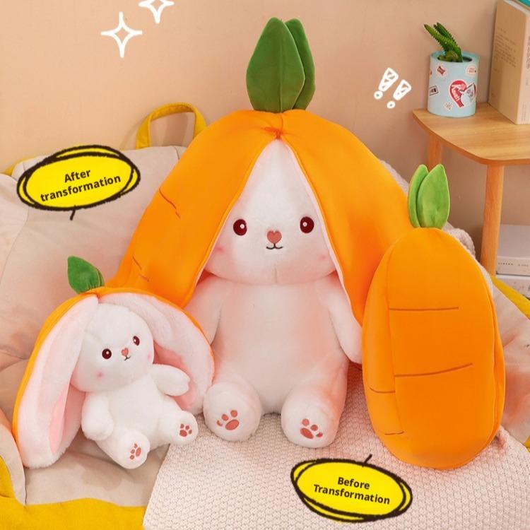 Cute Strawberry Bunny Plush Toy Soft Kawaii Stuffed Animal Gift for Kids Girls Hug Pillow Bed Decoration Birthday Present Furry Friends Plush Doll Animal Gift for Kids Girls Hug Pillow Bed Decoration Birthday Present Furry Friends Plush Stuffed Animal-JY
