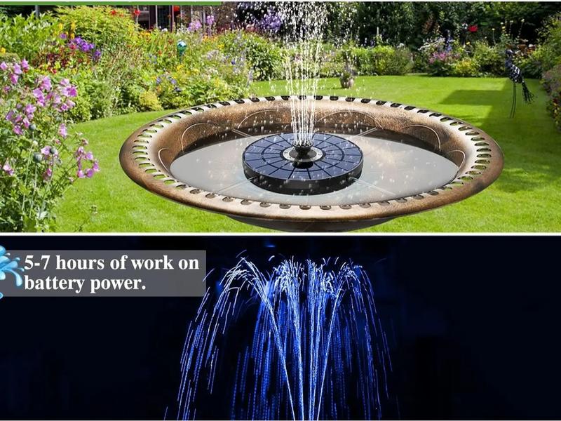 Solar Fountain, Solar Powered Bird Bath Fountain Pump， 1.5W Solar Panel Kit Water Pump, Outdoor Watering Submersible Pump for Pond, Pool, Garden, Fish Tank-LGZ