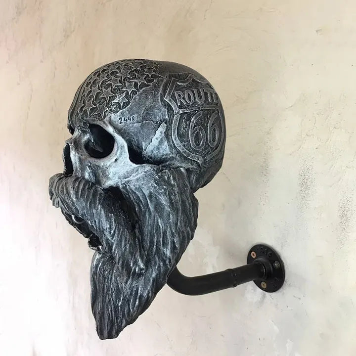 Motorcycle Skull Helmet Holder with Beard