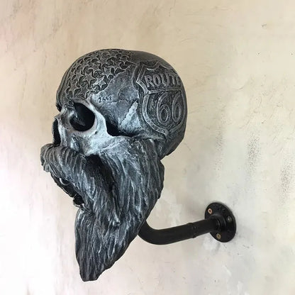 Motorcycle Skull Helmet Holder with Beard