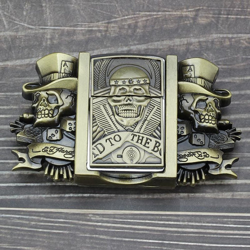 🔥LAST DAY 50% OFF🔥 Fashion Punk Men's Genuine Leather Belt With Lighter