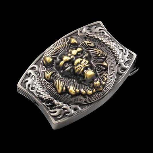 Western Fashion Creative Belt Buckle With Knife - Lion