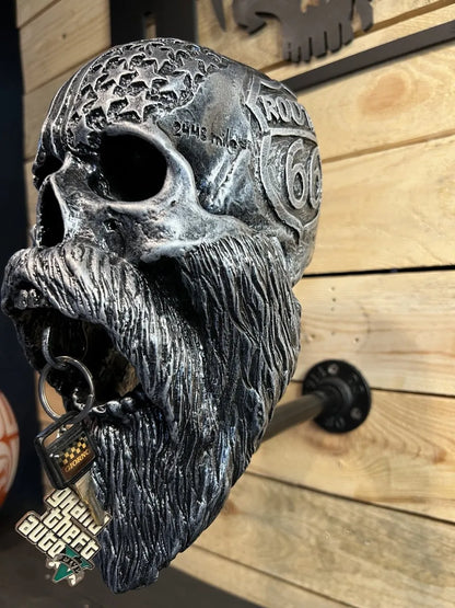 Motorcycle Skull Helmet Holder with Beard