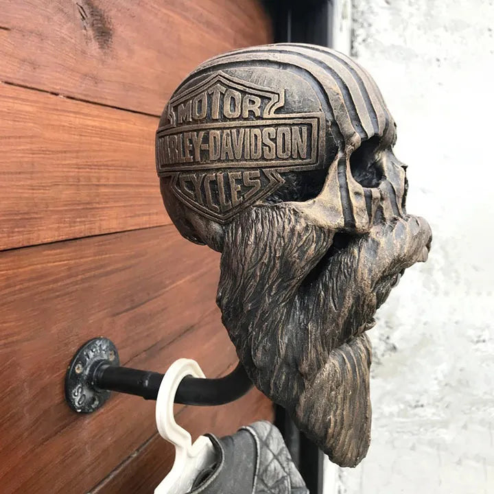 Motorcycle Skull Helmet Holder with Beard
