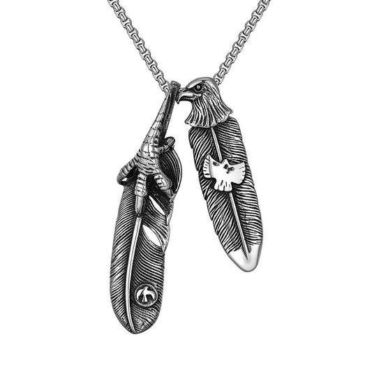 Fashion Punk Eagle Feathers Pendant Personalized Necklace