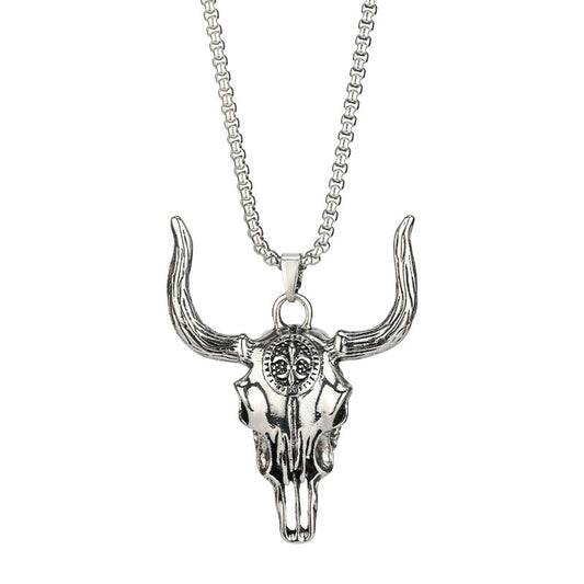 Fashion Punk Cow Head Pendant Personalized Necklace