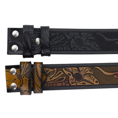 Fashion Punk Men's Genuine Leather Belt With Knife - Cow Head