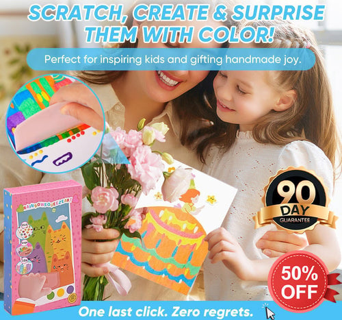 Creative Rainbow Scratch Art Postcard Set for Kids