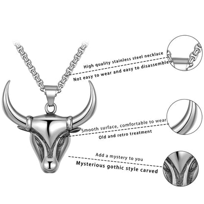 Fashion Punk Bull Head Pendant Personalized Necklace