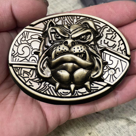 Fashion Punk Men's Creative Belt Buckle With Knife - Bulldog Dog Head