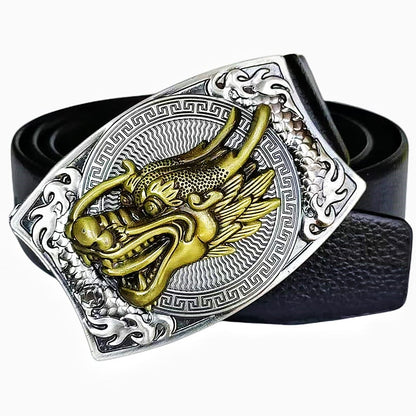 Western Fashion Genuine Leather Belt With Knife - Dragon 2