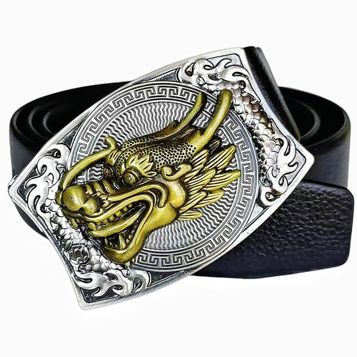 Western Fashion Genuine Leather Belt With Knife - Dragon 2