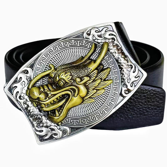 Western Fashion Genuine Leather Belt With Knife - Dragon 2