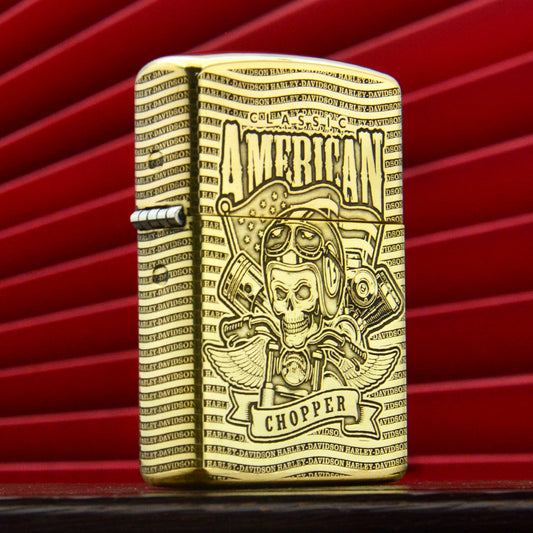 Fashion Punk Creative 3D Relief Refillable Windproof Lighter - American Chopper