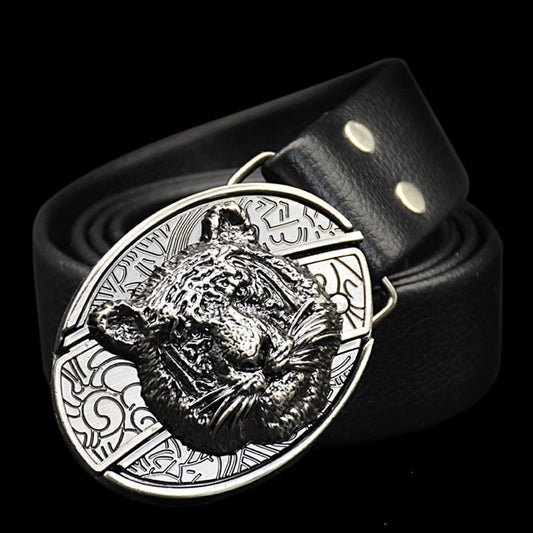 Fashion Punk Men's Genuine Leather Belt With Knife - Leopard