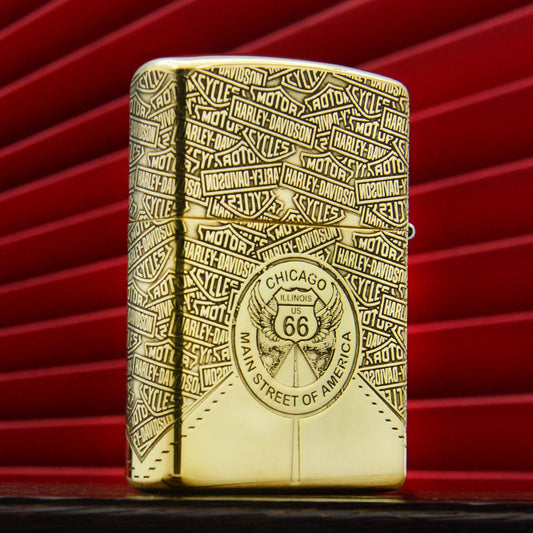 Fashion Punk Creative 3D Relief Refillable Windproof Lighter - Route 66
