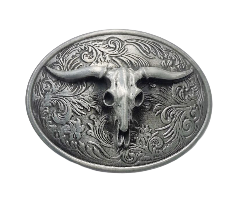 Western Style Fashion Creative Belt Buckle - Longhorn Silve
