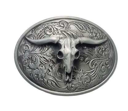 Western Style Fashion Creative Belt Buckle - Longhorn Silve