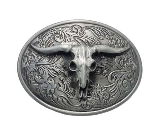 Western Style Fashion Creative Belt Buckle - Longhorn Silve