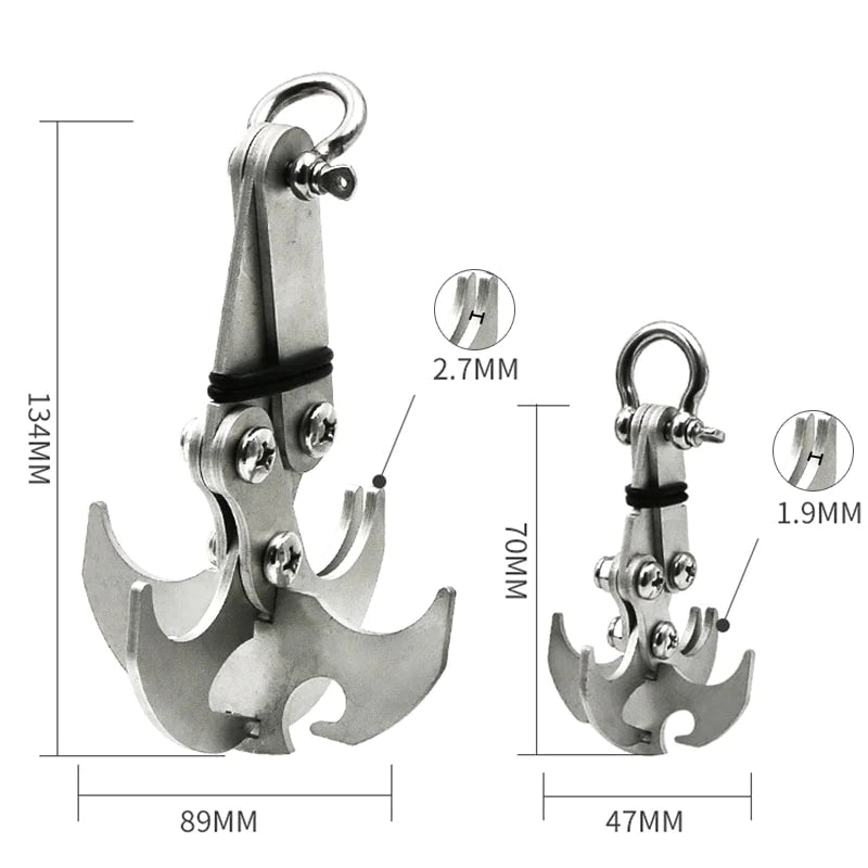 Stainless Steel Outdoor Carabiner Grappling Hook / Gravity Hook