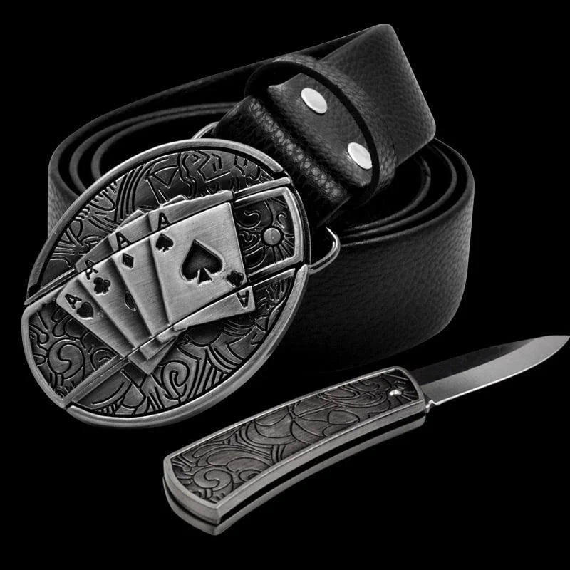 🔥LAST DAY 50% OFF🔥Fashion Punk Men's Genuine Leather Belt With Knife