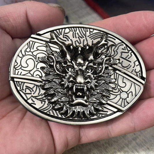 Fashion Punk Men's Creative Belt Buckle With Knife - Dragon Head