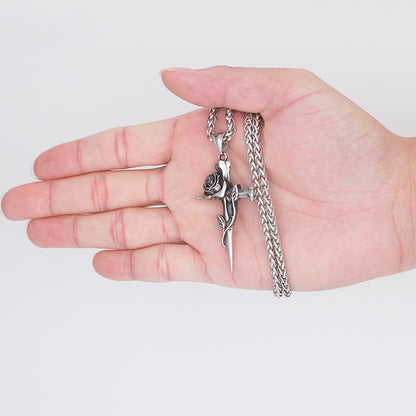 Fashion Punk Rose Cross Pendant Personalized Necklace