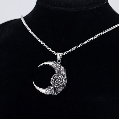 Fashion Punk Moon Rose Pendant Personalized Necklace
