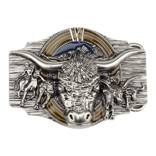 Western Style Fashion Creative Belt Buckle - Bull Silver