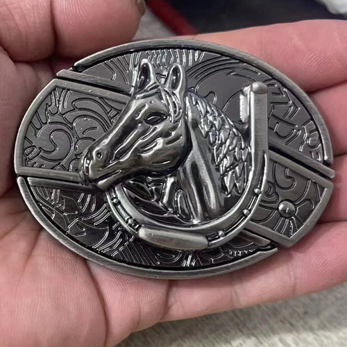 Fashion Punk Men's Creative Belt Buckle With Knife - Horse