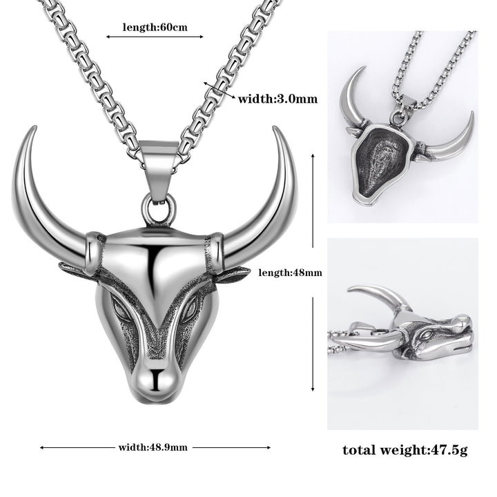 Fashion Punk Bull Head Pendant Personalized Necklace