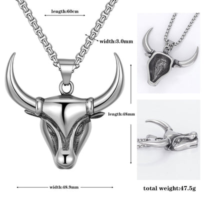 Fashion Punk Bull Head Pendant Personalized Necklace