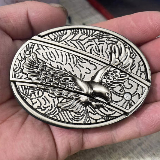 Fashion Punk Genuine Leather Belt With Knife - Eagle