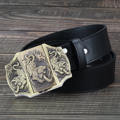 🔥LAST DAY 50% OFF🔥 Fashion Punk Men's Genuine Leather Belt With Lighter