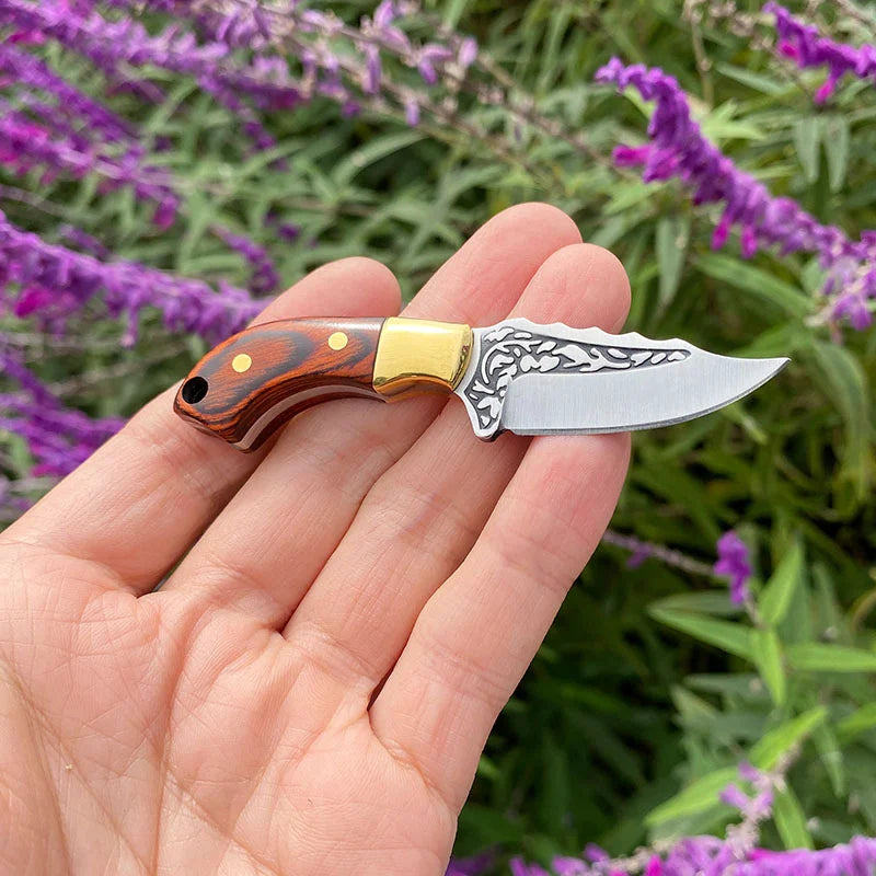 🔥LAST DAY 70% OFF🔥Handmade Keychain Wooden Brass Handle Mini Knife With Leather Case