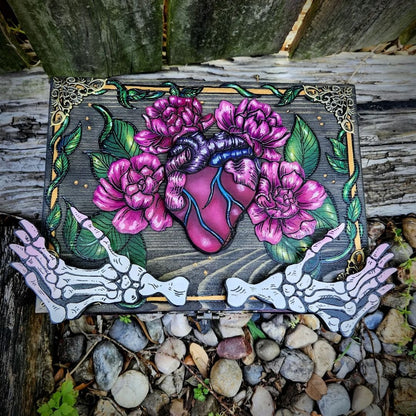Skull Hands & Heart Hidden Key Box