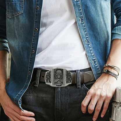 🔥LAST DAY 50% OFF🔥 Fashion Punk Men's Genuine Leather Belt With Lighter