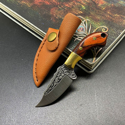 🔥LAST DAY 70% OFF🔥Handmade Keychain Wooden Brass Handle Mini Knife With Leather Case